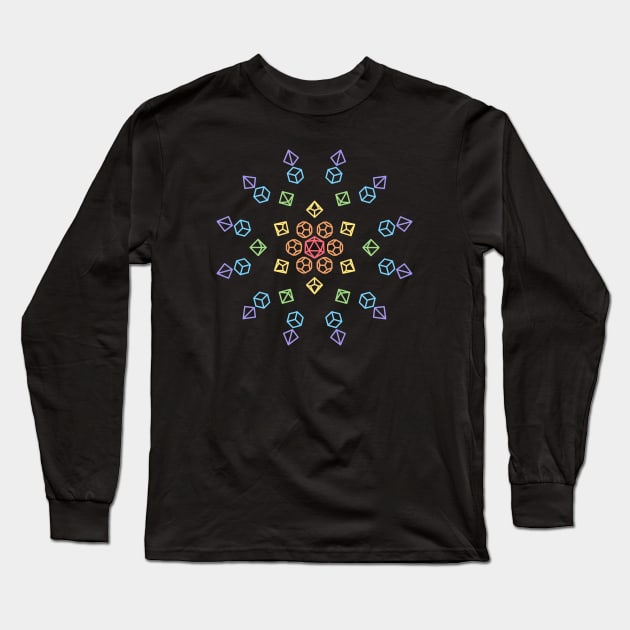 Starburst Rainbow Polyhedral Dice Long Sleeve T-Shirt by OfficialTeeDreams